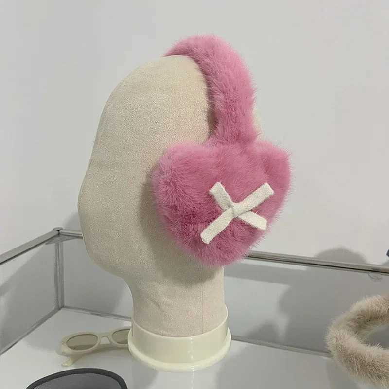 New Women Winter Warm Thickened Bow Earmuffs Kaii Heart Janese JK Women Ear Protection Cycling Eaags Y2k AccoriesXJ241126