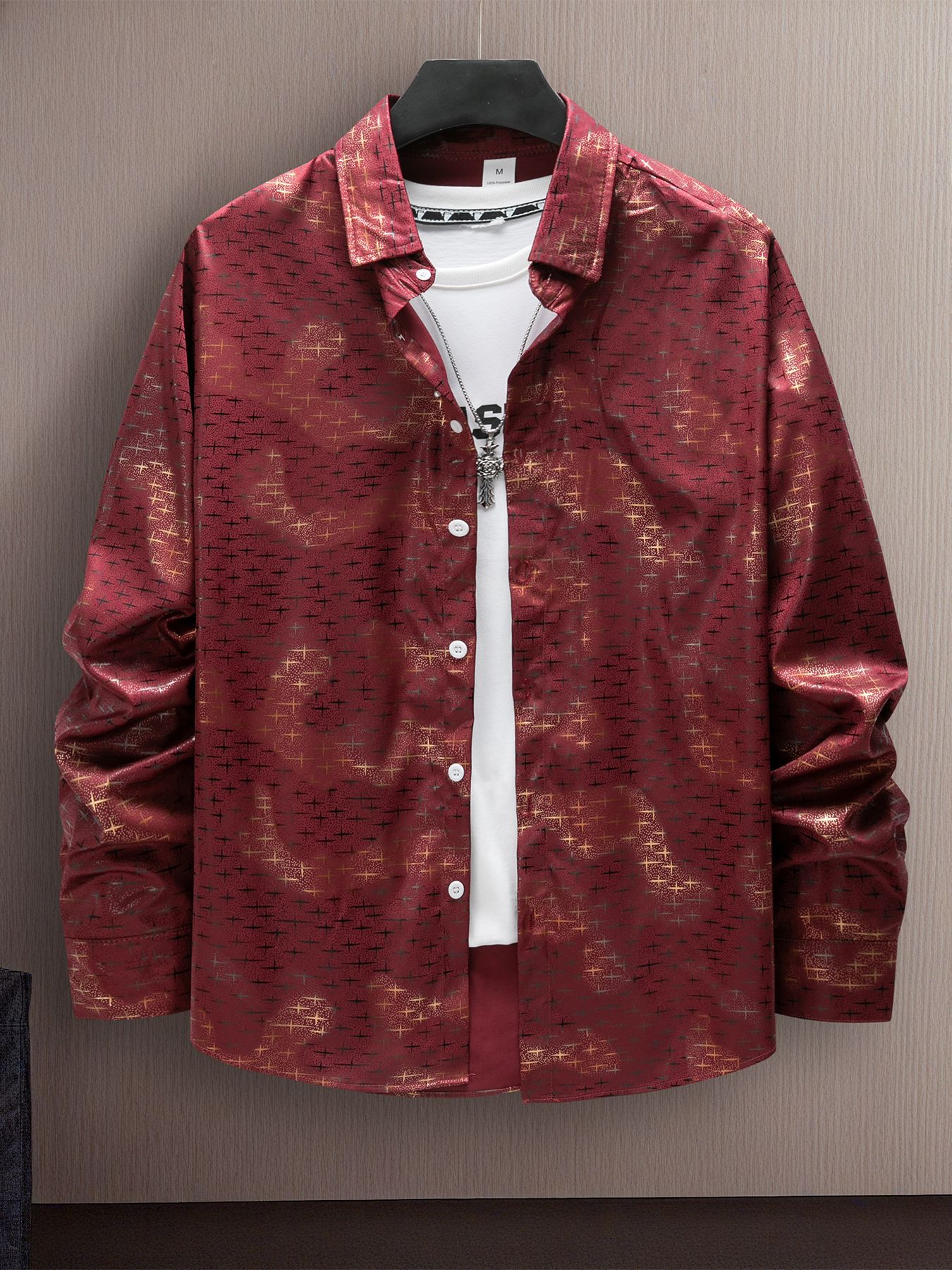 Mens fashion star blouse hot gold printed casual long sleeved shirt Chemises hommes Man Shirts causal designer shirt for men plus size high quality to