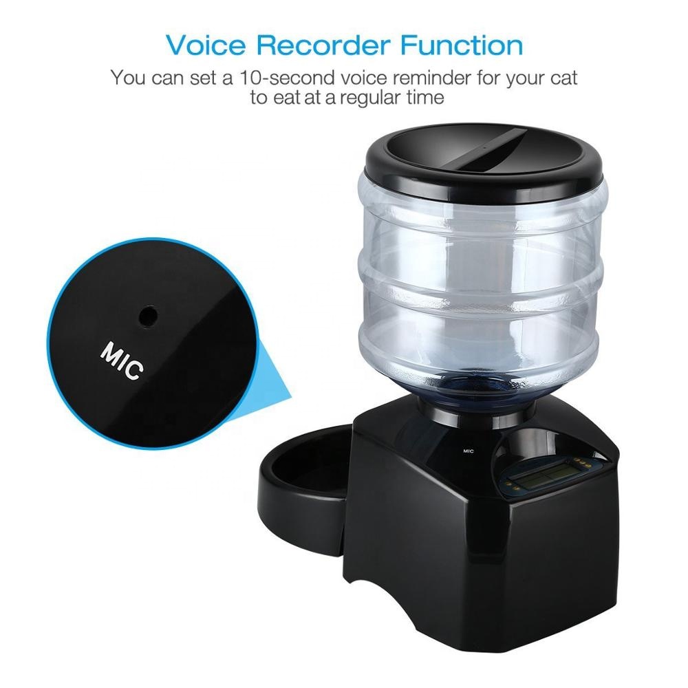 5.5L Automatic Pet Feeder Electronic Control Feeder Big LCD Screen Voice Record Cats Dogs