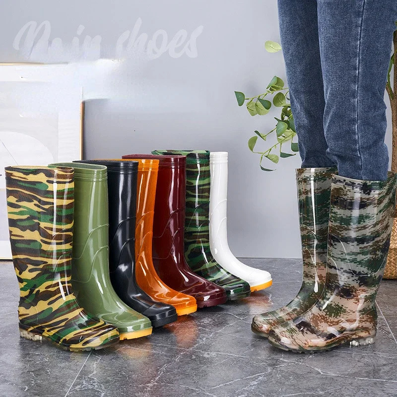 Rain boots thick solid soft galoshes outdoor waterproof botas para lluvia hombre 241126