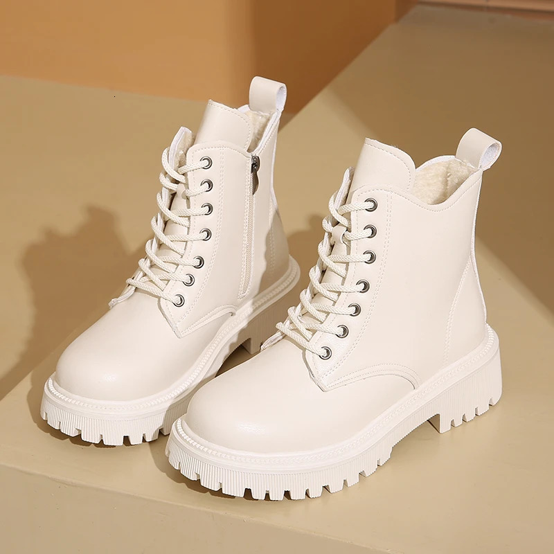 Quality Platform Boots Winter Warm Womens Boots Fashion Round Mid-heels Shoes Korean Versitile Side Zip Lady Shoes Botas 241114