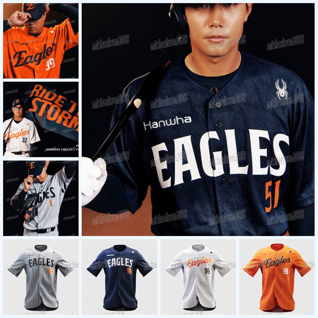 Custom Hanwha Eagles 2025 Baseball Jersey Any Name Any Number Embroidered Letter Number Design