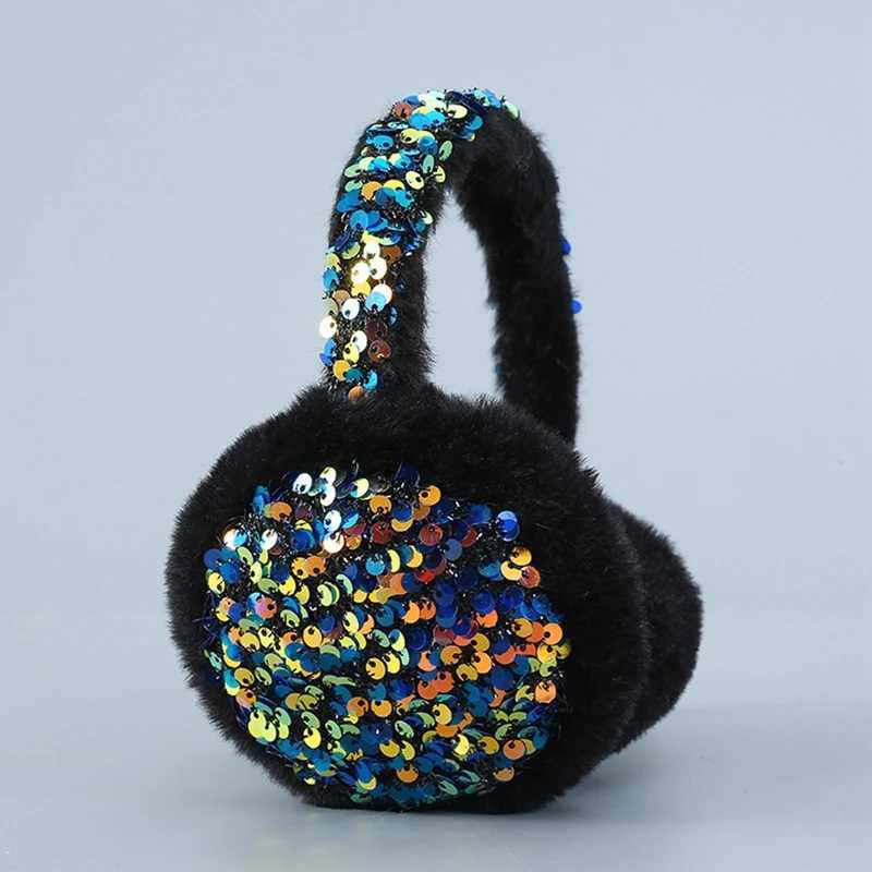 Winter Warm Earmuffs ly Women Girl Fur Winter Ear Muffs Earc Glitter Sequin Earmuffs Headband Soft Fluffy EarcXJ241126
