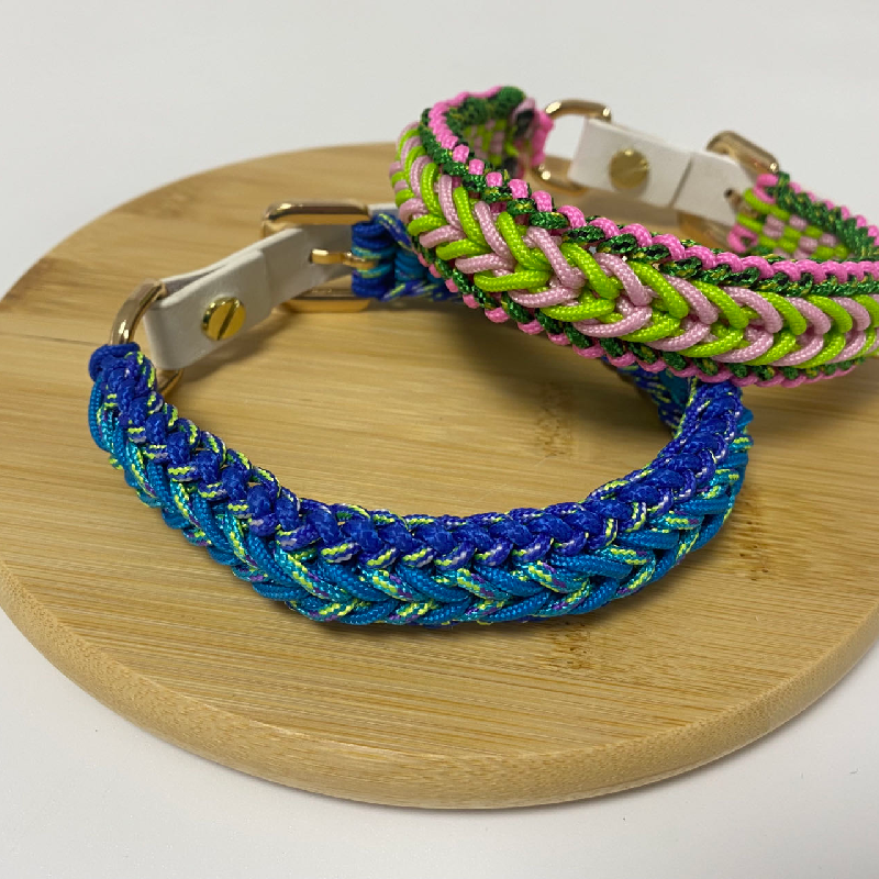 CUSTOM Logo Macrame Handmade Braided Nylon Rope Collar Collier Pour Chien Corde S M L XL Paracord Dog Collar And Lead Leash Set