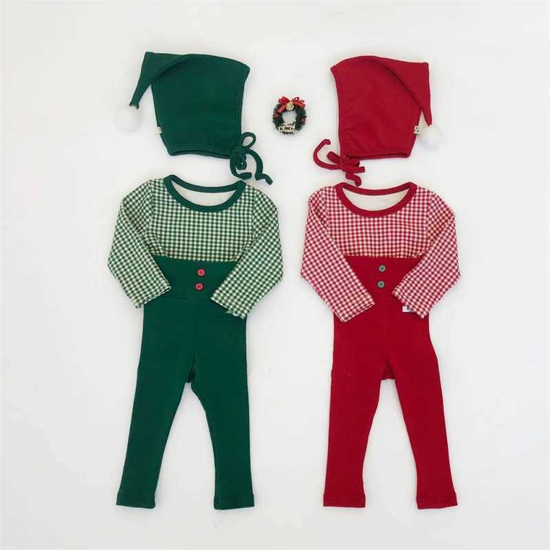 Clothing Sets INS Style Chic Baby Christmas Clothing Sets Plaid Top High Waist Pants Hat Sets Coral Fleece Vest Waistcoat For Xmas New Year H241126