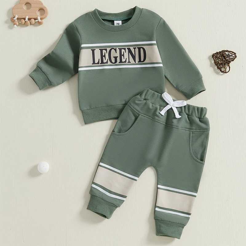 Clothing Sets Kids Baby Boys Autumn Tracksuits Casual Long Sleeve O Neck Letters Print Sweatshirt and Contrast Color Sweatpants Outfits H241126
