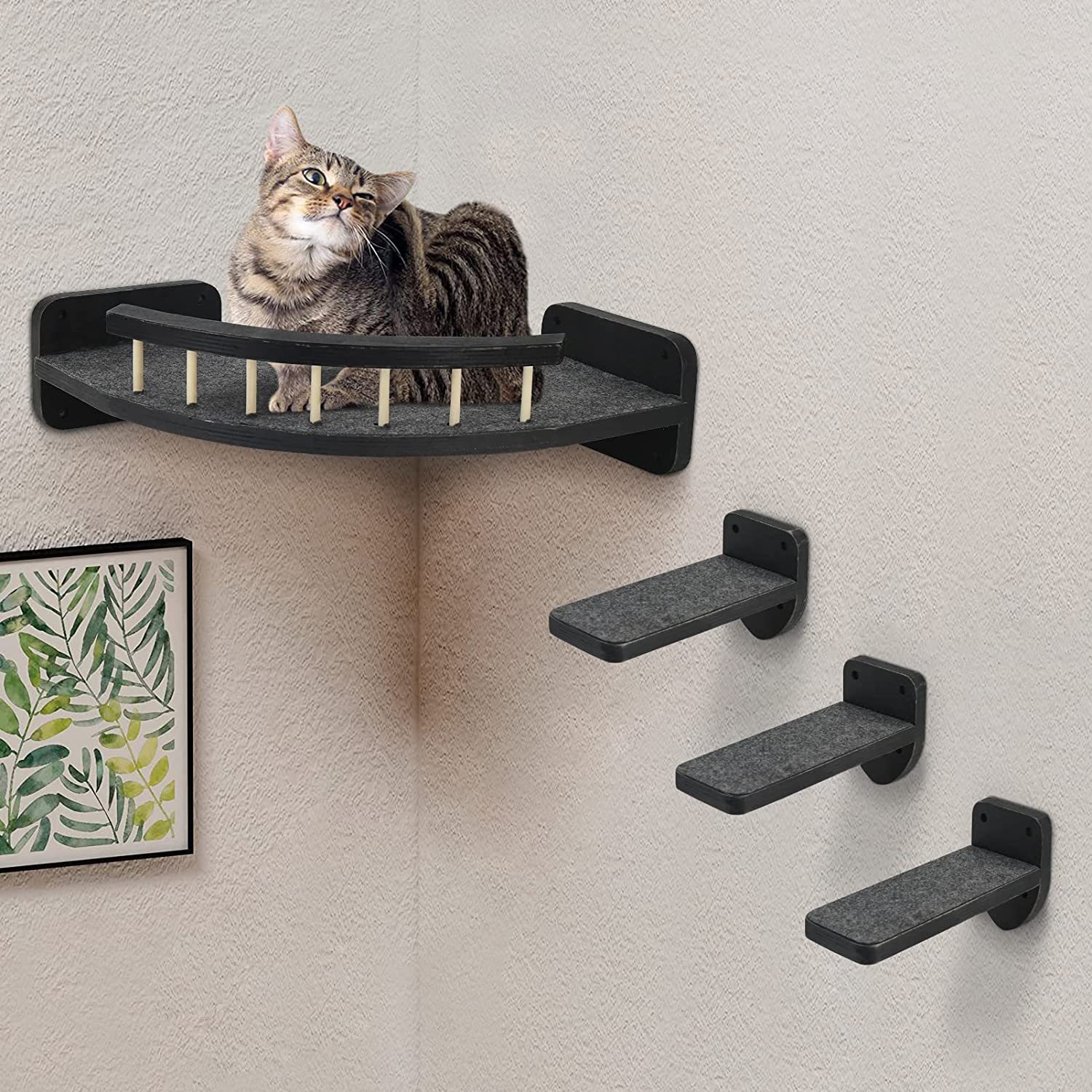 Cat hammock ledges wooden walls for cats to perch on