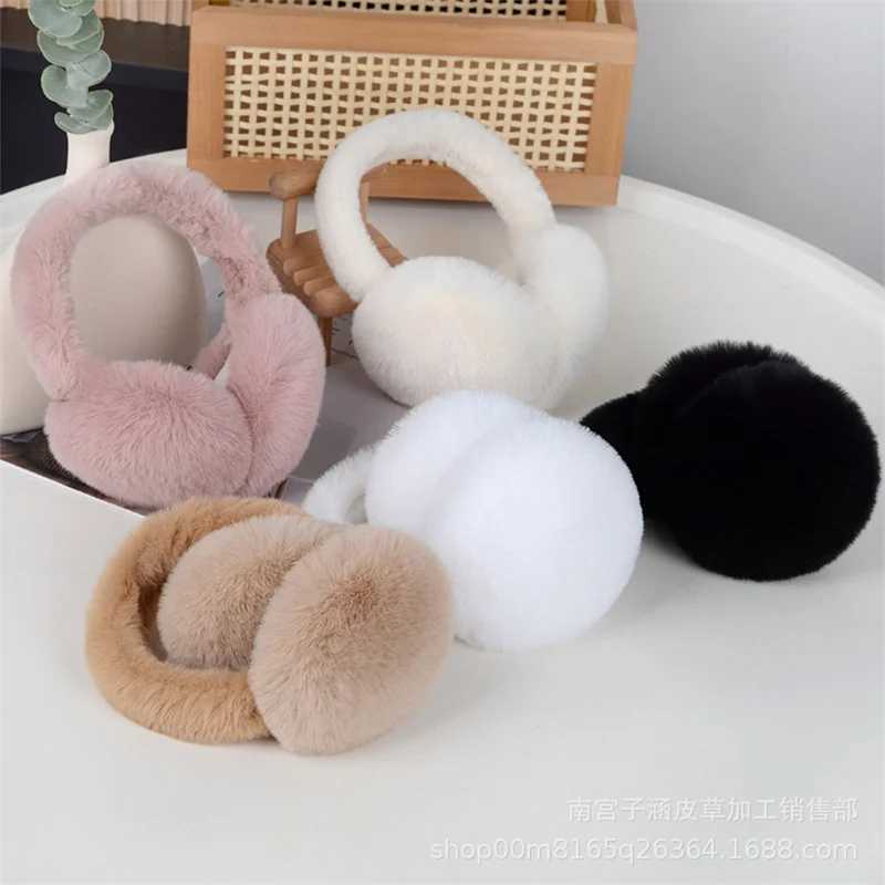 1 piece of solid color soft plush earmuffs warm winter earmuffs fashionable earmuffs outdoor cold protection earmuffs foldable earmuffs W241126