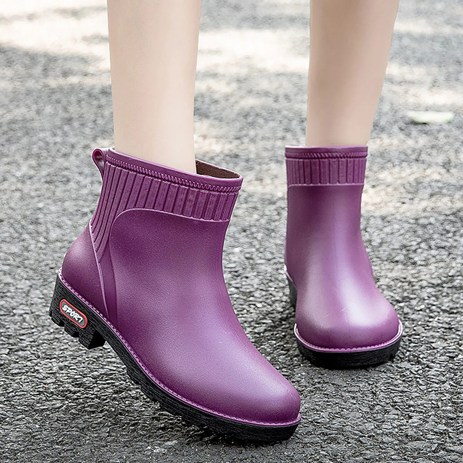 Waterproof rain boots for women rubber shoes for feet womens work garden Galohes waterproof short and chubby rain boots shoes Botas De Lluvia Mujer 24