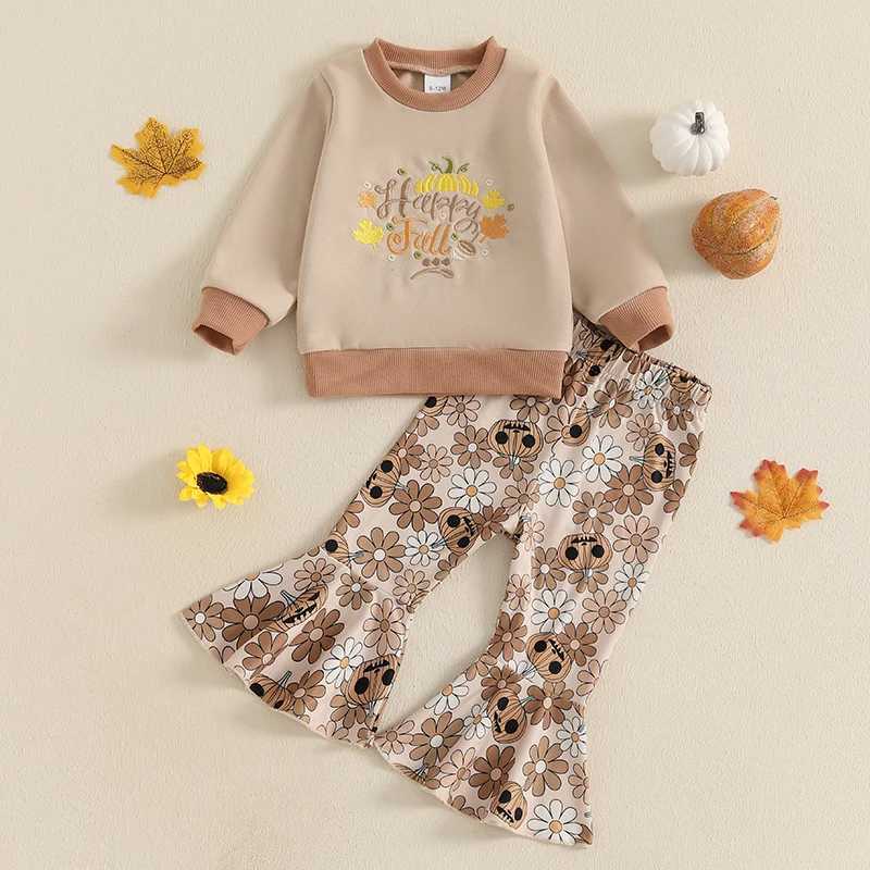 Clothing Sets Baby Girl Halloween Outfits Long Sleeve Embroidery Sweatshirt Flare Pants Set Infant Clothes H241126