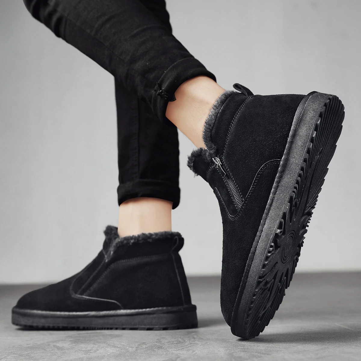 Winter snow boots Cotton shoes plus cashmere warm boots plus cotton mens shoes fashion shoes outdoor 241114