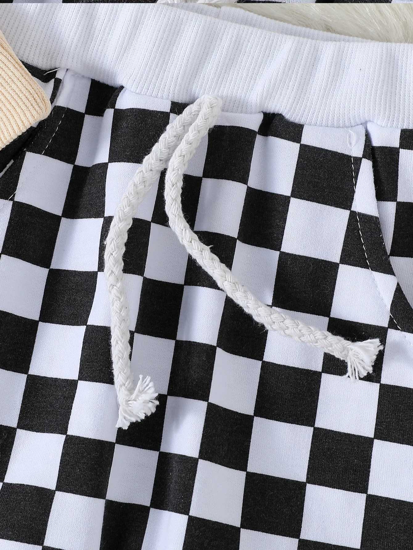 Clothing Sets 2Pcs 2024 new Style Baby Boys Long Sleeve Print Pumpkin Letter Sweatshirt+ Plaid Pant For Casual Set H241126