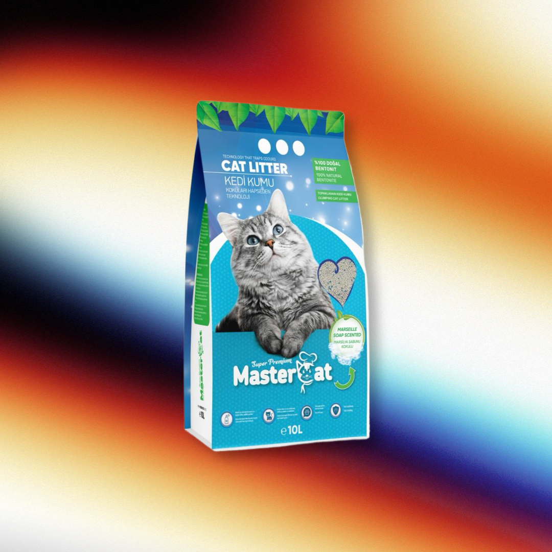 High Quality 10L MasterCat Sand Cat Litter Fast Clumping Bentonite with Marseille Soup Scent Wholesale Pet Supplies