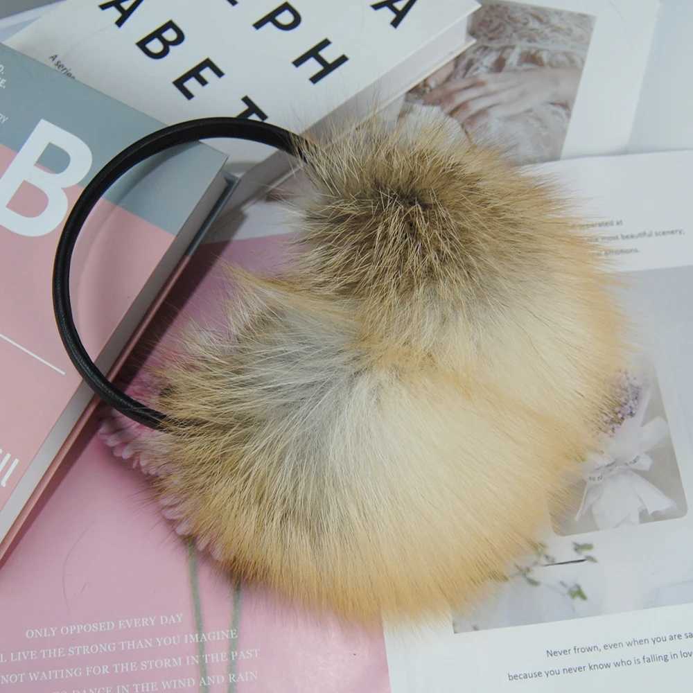 New luxury womens fox fur earmuffs for winter women warm and genuine fox fur earmuffs for girls oversized womens fur earmuffs W241126