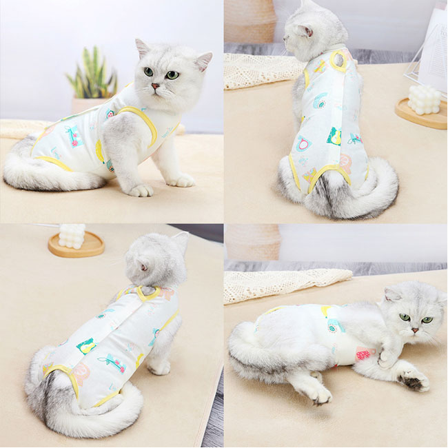In stock thin breathable polyester cat sterilization suit anti-licking cat cloth pet surgery cat recovery suit