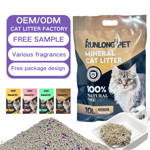 Factory customized lavender lemon apple scent natural ball bentonite cat litter color strong clumping 10L dust free cat litter