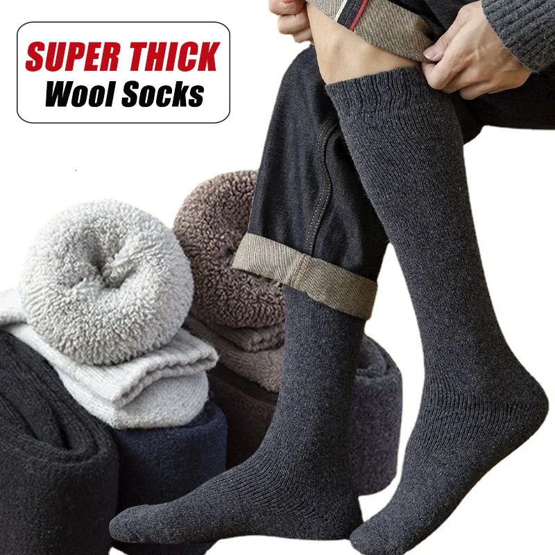 5 pairs/winter wool mens knee socks super thick super soft Merino wool comfortable socks wool ring compression snow socks 241126