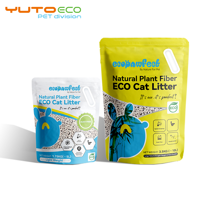 Large Capacity Customized Dust Free Cat Sand Biodegradable Scented Multiple Colors Soluble Plant Fiber Cat Litter