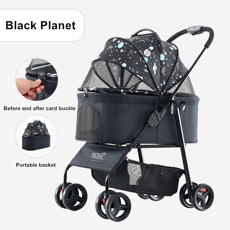 2024 Middle Cat Dog Easy Walk Folding Travel Carrier Carriage Pet Stroller for travel with your pet