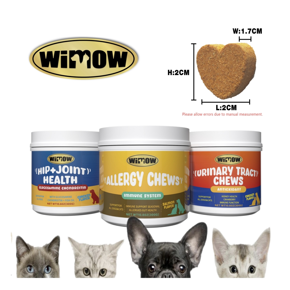 wimow private label custom organic keep your pet calm dog pet food treats chews snacks,chicken duck flavor pet snacks