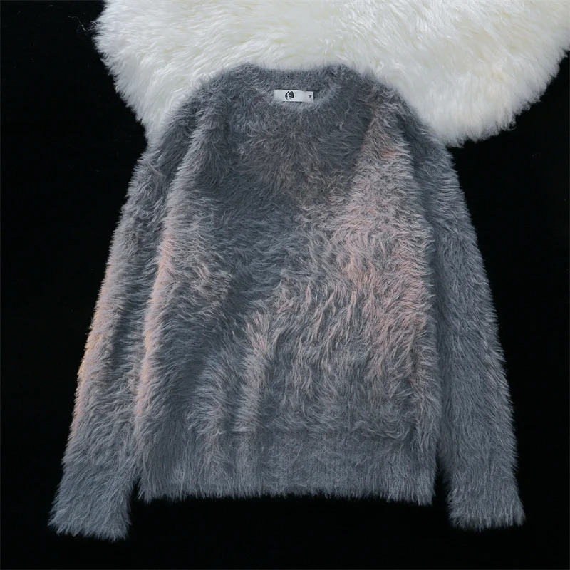 Mens Autumn/Winter Large Solid Color Knitted Jumper Mens O-neck Sweater Top Mens Long Sleeve Warm Pull Set I594 241126