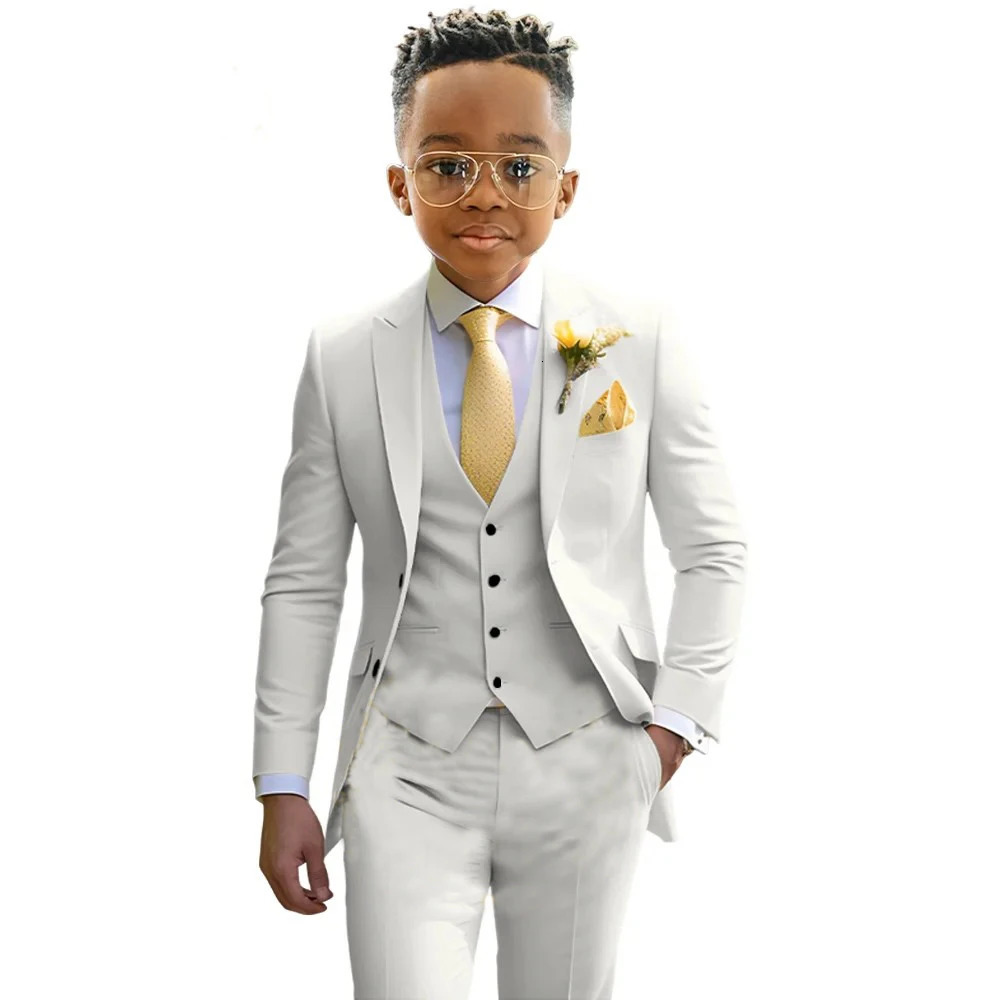 Mint Green Boys Suit Wedding Tuxedo 3 Piece Set Kids Jacket Pant Vest Slim Fit Casual Blazer Slim Fit Young Clothes Custom 241126