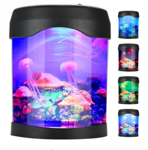 USB Aquarium Light Desk Mini Fish Tank Mood LED Lighting Color Changing Night Lamp Jellyfish Fish Tank Aquarium Accessories