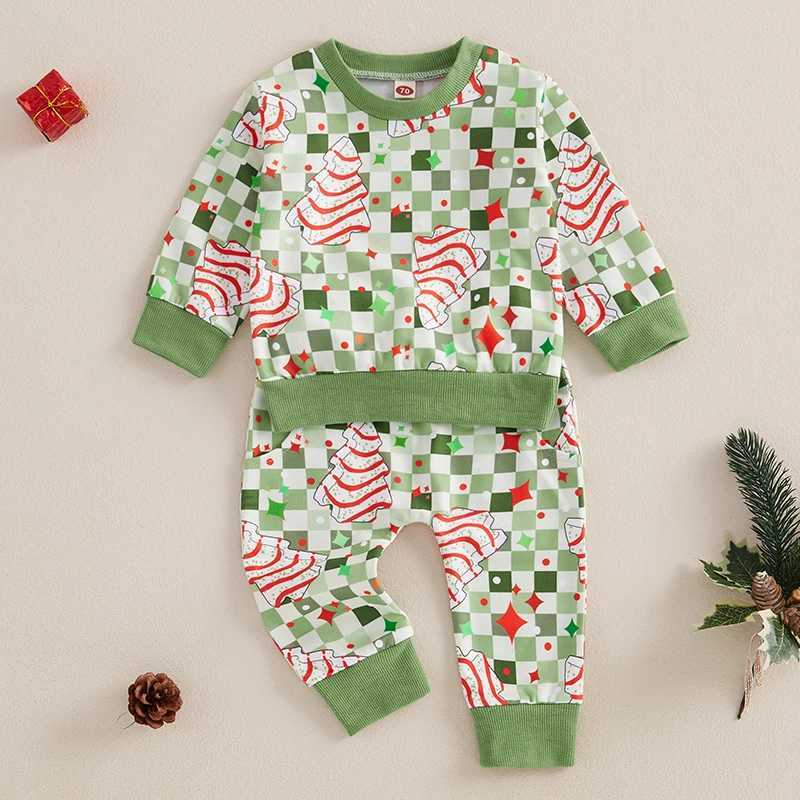 Clothing Sets Toddler 2-Piece Holiday Set with Festive Reindeer Print Sweatshirt and Matching Pants - Christmas Winter Outfit for Baby H241126
