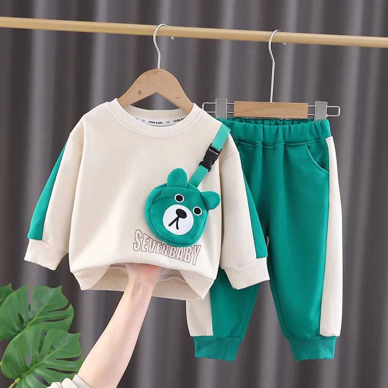 Clothing Sets Spring Autumn Baby Boys Clothes Suit Children Cartoon Bear Sweater Pants 2Pcs/Set Toddler Fashion Clothin Infant Kids Sportswear H241126