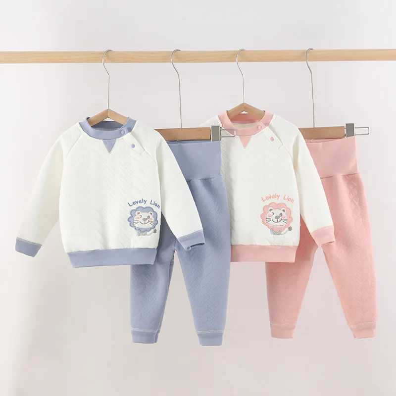 Clothing Sets Autumn Winter 1-3 Years Baby Thermal Underwear 2Pcs Set Pure Cotton Comfortable Kids High Waist Belly Protection Lounge Clothes H241126