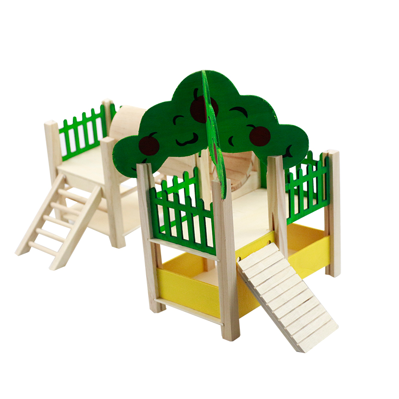Wooden Hamster House Hideout Hut Rat Hideaway Exercise Toys for for Small Animals Like Dwarf Mouse