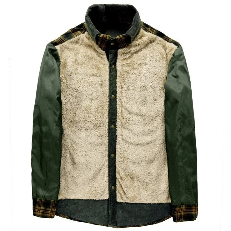 mens winter shirt mens thick checkered shirt high-quality mens warm jacket mens sports shirt mens outdoor plush warm shirt 241126