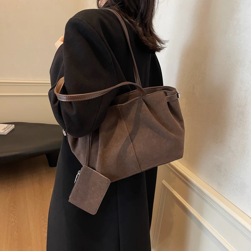Suede Bags for Women Faux Handbag Large Tote Bag Shoulder Vintage Womens Fall Work 241125