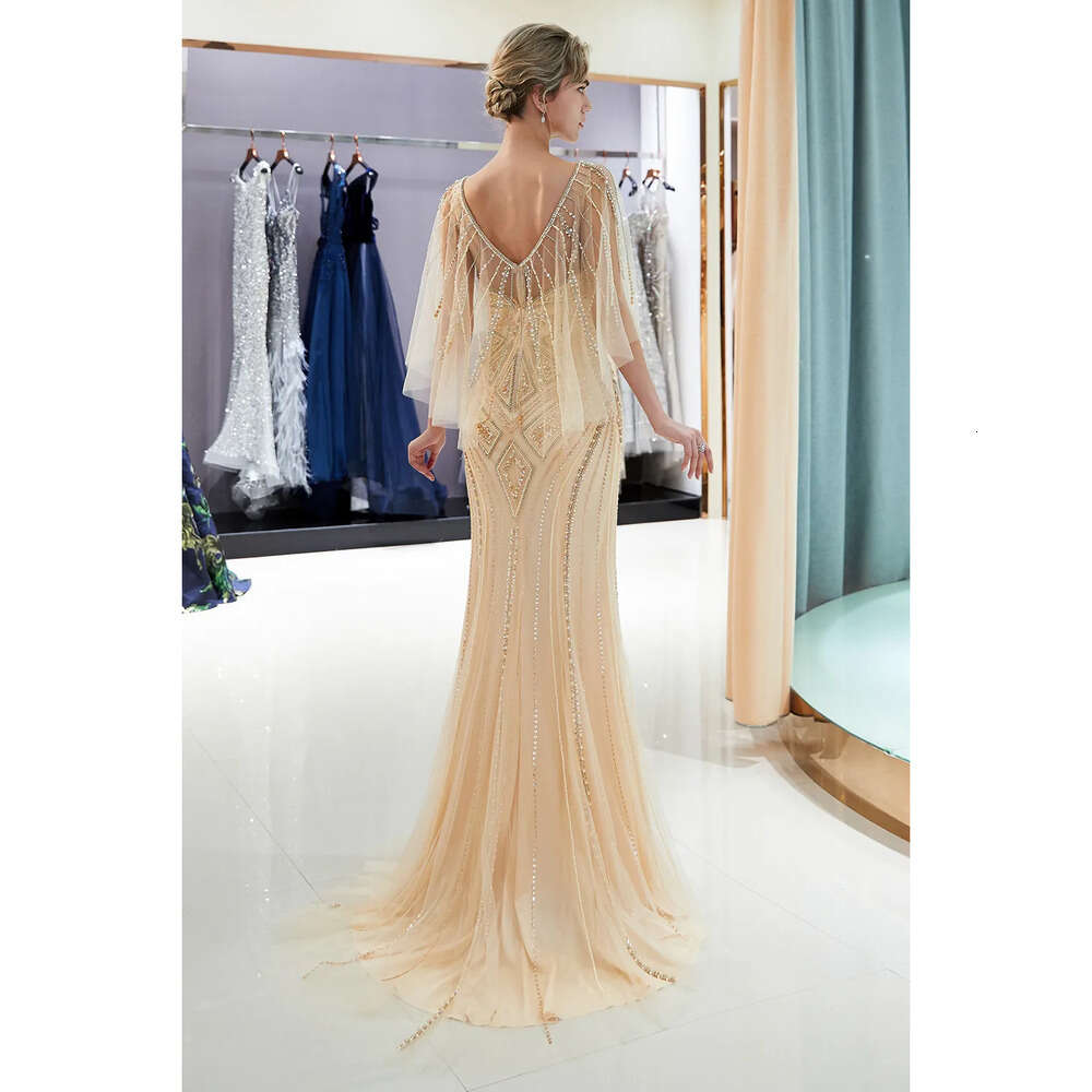 Neck Mor Scoop Sheer Tulle Beaded Mermaid Long Evening Stones Floor Length Formal Party Prom Dresses Real Image Cps
