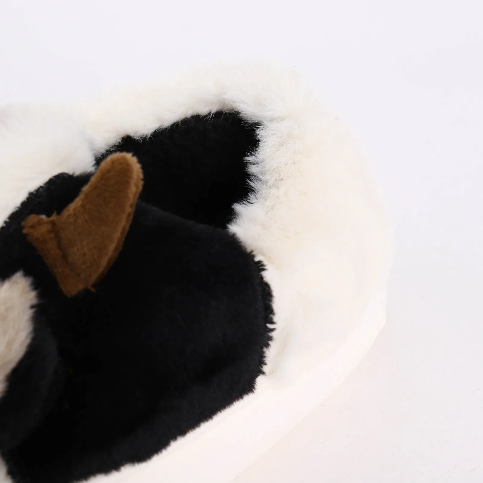 Kids Cute Animal Furry Slipper For Boys Girls Fashion Fluffy Winter Warm Slippers Children Cartoon Milk Cow Home Cotton Shoes 241126