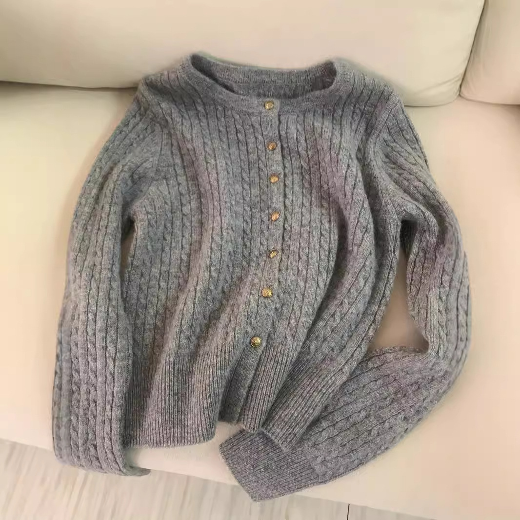 new women's round neck cashmere sweater pure wool cardigan autumn winter sweater cardigan sweater coat women