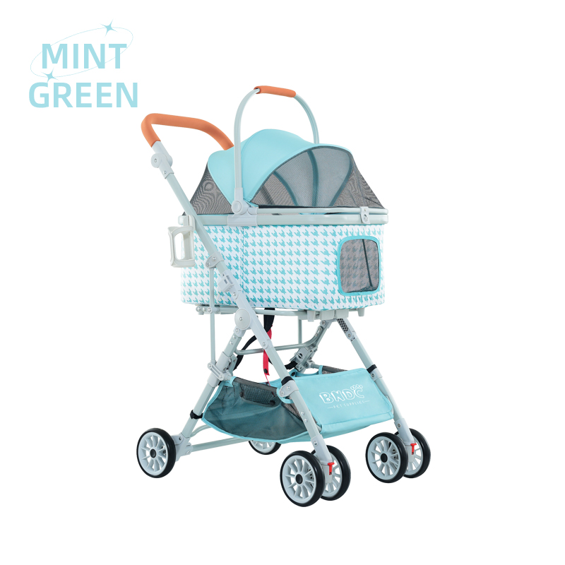 Factory outlet lovely Outdoor Travel 4 Wheel Pet Carrier Stroller Folding Dog Carrier City Walk Strolling Cart