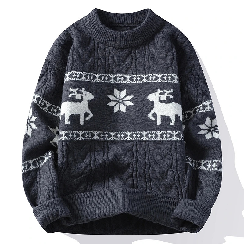 Autumn/Winter Cashmere Sweater Mens Thick Warm Mens Sweater and Deer Korean Harajuku Christmas Parachute 241126