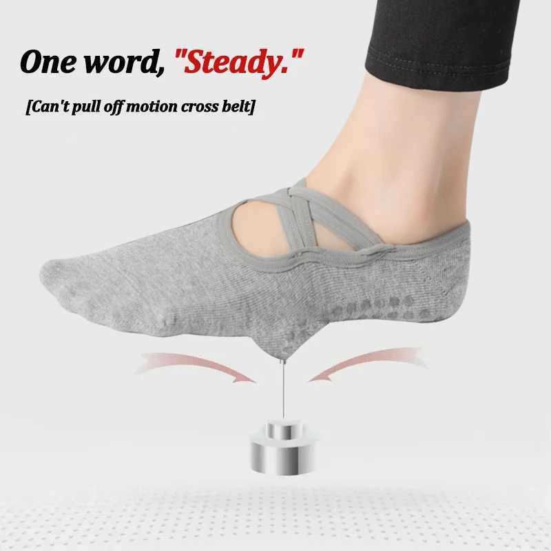 Women Anti-slip Bandage Yoga Socks Breathab Cotton Ladies Fitn Pilates Indoor Socks ss Balt Dance Sports for GymXJ241125