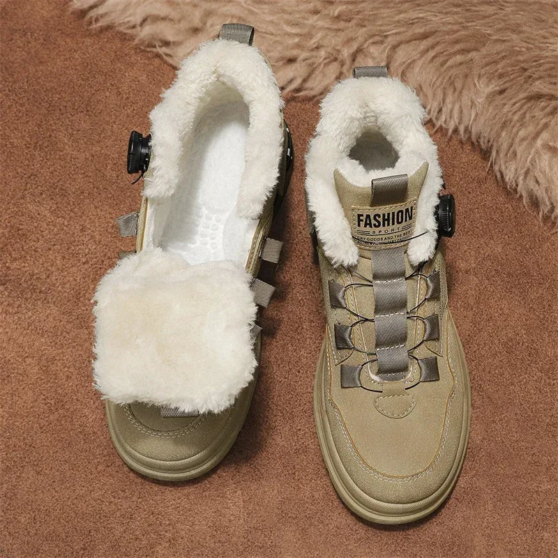 Winter Men Boots With fur Comfortable Work Shoes Mens Warm Leather Boots Handmade Waterproof Ankle Boots No-slip High Top Shoes 241114