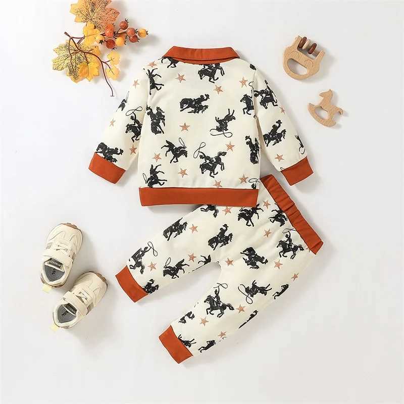 Clothing Sets Toddler Boy 2-Piece Winter Outfit Long Sleeve Dinosaur Print Hooded Sweatshirt Jogger Pants Set Baby Clothes for Fall H241126