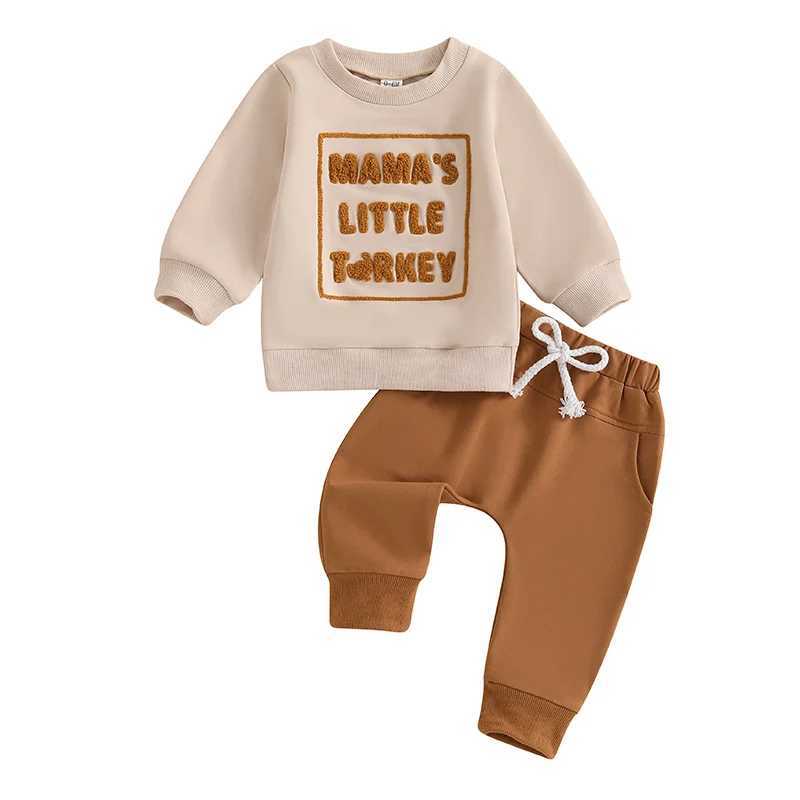Clothing Sets Adorable Baby Thanksgiving Clothes Set with Cute Embroidered Sweatshirt and Solid Pants for Toddler Boys and Girls H241126