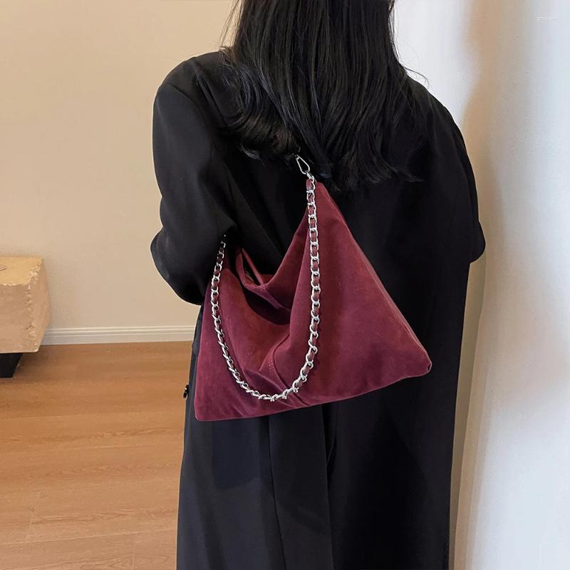Shoulder Bags Red Faux Suede Large Capacity Crossbody Vintage Underarm Commuting For Women Casual Fashion High Quality Tote zhanyishengli