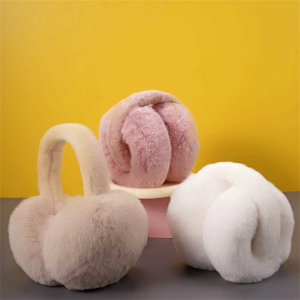 Foldable Plush Earmuffs Women Winter Warm Earfls Unisex Portable Ear Headphone Outdoor Fashion Solid Color Frostproof EarcoverXJ241126