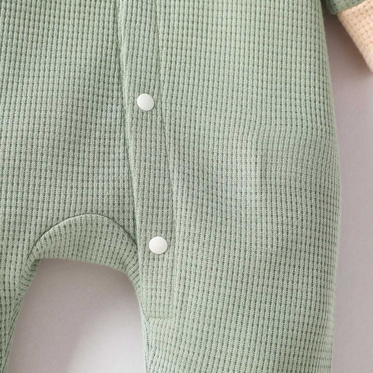 Clothing Sets Baby Boys Fall Long Sleeve Solid Single Breasted Green Casual Daily Jumpsuit Newborn-6M H241126