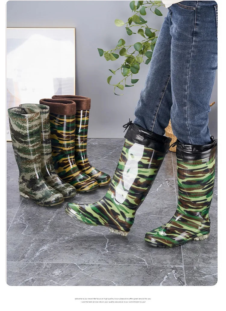 Rain boots thick solid soft galoshes outdoor waterproof botas para lluvia hombre 241126