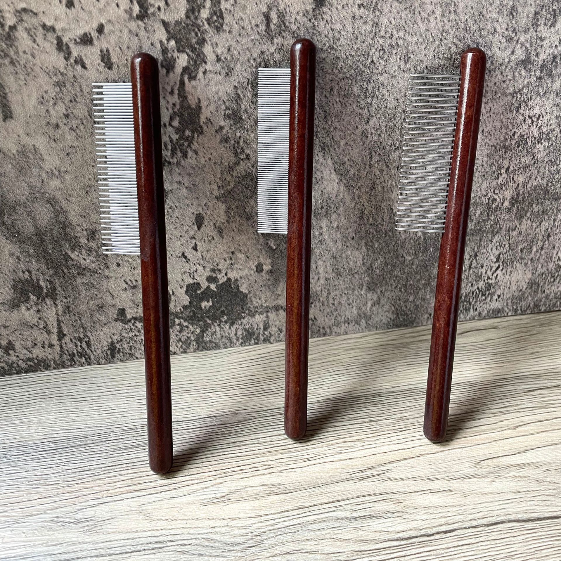 Wholesale 3 Pack Premium Wood Handle Pet Grooming Combs for Cats and Dogs
