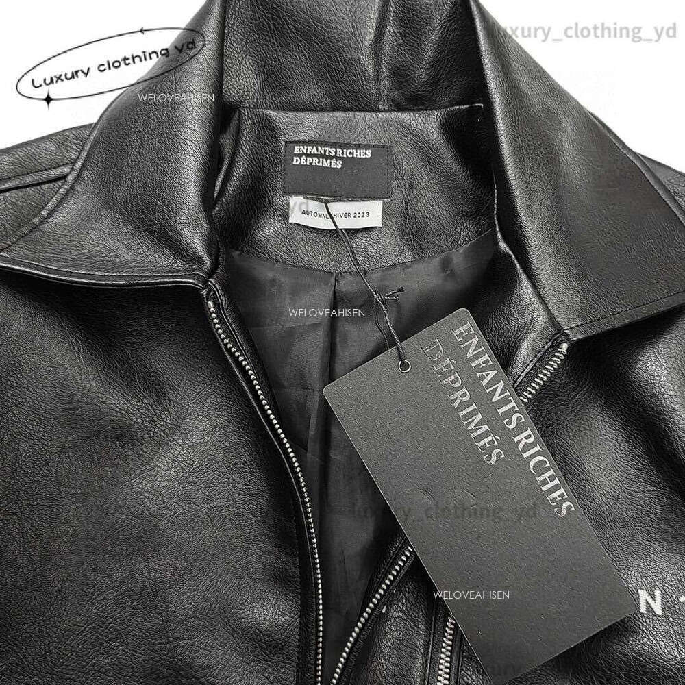 ERD Jacket Designer Jacket Enfants Riches Deprimes Fixed Dyeing Leather Embroidery Big Smoke Ankela Red Men's Motorcycle Leather Jacket Fashion Jacket 3F2 af1