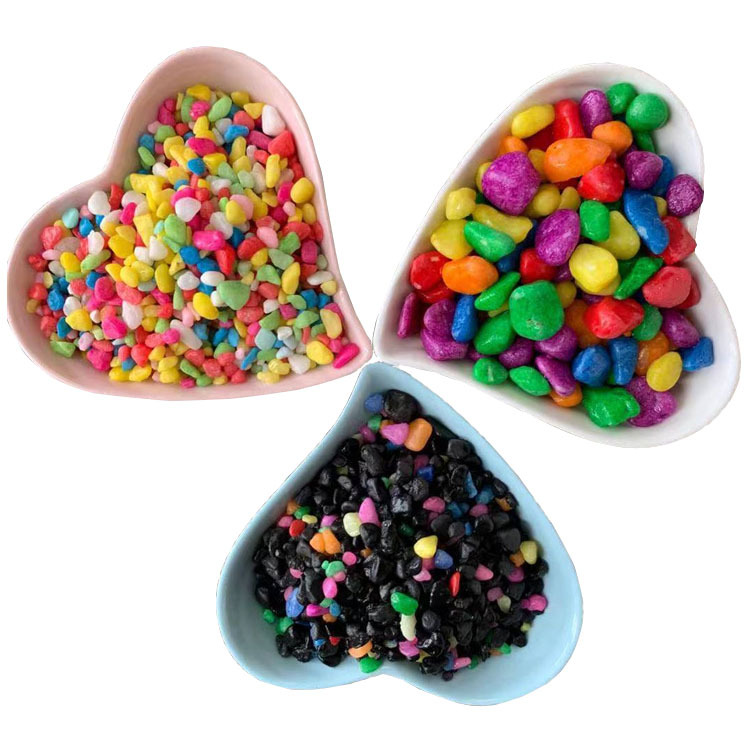 Wholesale Pebbles Colored Stones Fish Tank Decor Aquarium Multicolored Stones Fish Tank Ornaments