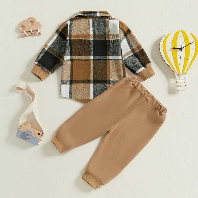 Clothing Sets Kids Baby Boy Autumn Clothes Outfits Plaid Print Long Sleeve Shirt and Elastic Pants 2 Piece Sets for Toddlers 0-5Years H241126